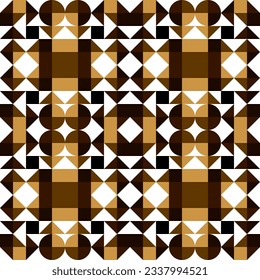 Geometric Mosaic Abstract Pattern Decorative Ornament Background Wall Vector Illustration White Brown