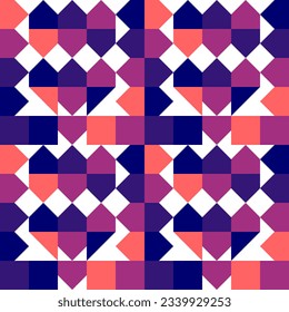 Patrón abstracto de mosaico geométrico Ornamento decorativo Vector de pared de fondo Ilustración Azul Púrpura Naranja