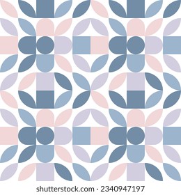 Geometric Mosaic Abstract Pattern Decorative Ornament Background Wall Vector Illustration Blue Pink