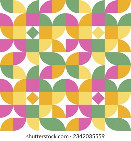 Geometric Mosaic Abstract Pattern Decorative Ornament Background Wall Vector Illustration Purple Green White