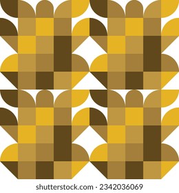 Patrón abstracto de mosaico geométrico Ornamento decorativo Vector de pared de fondo Ilustración Amarillo marrón