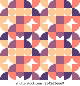 Geometric Mosaic Abstract Pattern Decorative Ornament Background Wall Vector Illustration Orange Blue