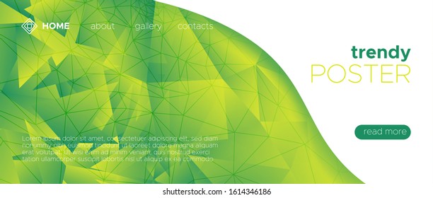 Geometric Mosaic Background. 3d Gradient Pattern. Biology Vector Polygon Layout. Technology Diamond Design. Green Futuristic Diamond Poster. Ecology Triangular Background. Network Diamond Design.