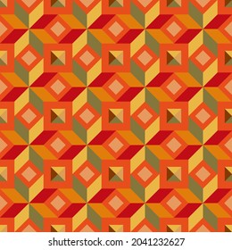 Geometric mosaic background with simple rombus in the form of a crystal. Decorative abstract ornament. Vector illustration, flat style, geometry, minimalism. Seamless pattern for fabric, packaging