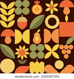 Geometric mosaic, bauhaus pattern. Modern geometry figure, shape and elements. Scandinavian. Geometric mosaic print. 50s, 60s, retro wallpaper Vector illustration