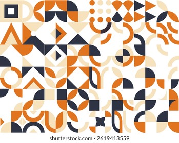 Geometric mosaic, Bauhaus pattern. Modern geometry figure, shape. Bauhaus. Geometric mosaic. Minimal mural texture. Scandinavian. Geometric mosaic print. retro wallpaper. Vector illustration