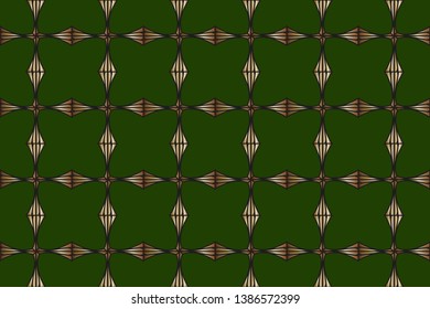 . Geometric mosaic design. Abstract color trendy background. Mosaic texture with geometric shapes. Vector illustration.  gold pattern on a green background.