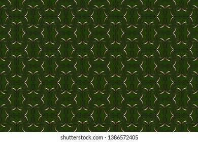 . Geometric mosaic design. Abstract color trendy background. Mosaic texture with geometric shapes. Vector illustration.  gold pattern on a green background.