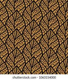 Geometric Mosaic leaves vector seamless pattern. Abstract vector texture. Leaf background.