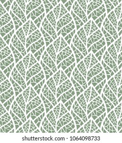 Geometric Mosaic leaves vector seamless pattern. Abstract vector texture. Leaf background.