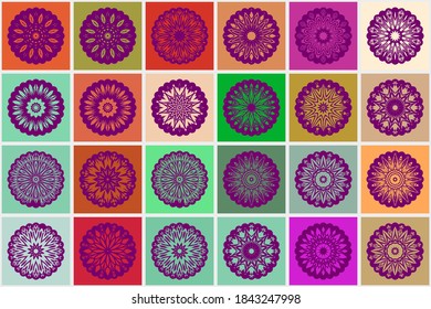Geometric mosaic with mandala elements. Vector illustration.