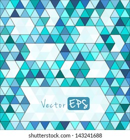 Geometric mosaic pattern from blue triangle texture, abstract vector background illustration, can be used invitation card, website design, wallpaper, template