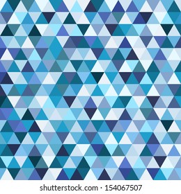 Geometric mosaic pattern from blue triangle texture, abstract vector background illustration, can be used in textiles, website design, wallpaper, template, pattern fills, surface textures