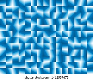 Geometric mosaic pattern with gradients with different angles. Vector illustration. Blue color.
