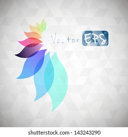 Geometric mosaic pattern from triangle texture, with colorful leaves, colors of rainbow, abstract vector background illustration, can be used invitation card, website design, wallpaper, template