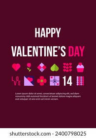 Geometric mosaic pattern for Valentine's day. The concept of love. Modern design for banner,postcard,poster,wallpaper.3