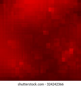 Geometric mosaic red pixelated background. Merry Christmas and New Year holidays invitation card. Vector illustration EPS10