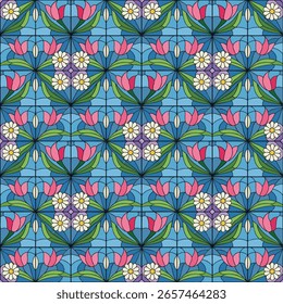 Modelo inconsútil geométrico del mosaico con las Formas entrelazadas abstractas y las variaciones vibrantes del color