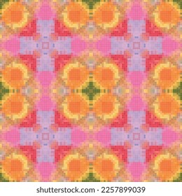 Geometric mosaic seamless pattern design, Repeat textile design, Surface design.
