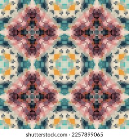Geometric mosaic seamless pattern design, Repeat textile design, Surface design.