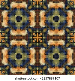 Geometric mosaic seamless pattern design, Repeat textile design, Surface design.