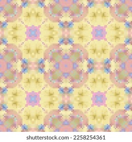 Geometric mosaic seamless pattern design, Repeat textile design, Surface design.