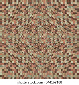 Geometric mosaic seamless pattern. The elements have a square shape and different color. Useful as design element for texture and artistic compositions.