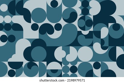 Geometric mosaic with simple shapes. Abstract pattern in neo geo style. Vectror ilustration for background.