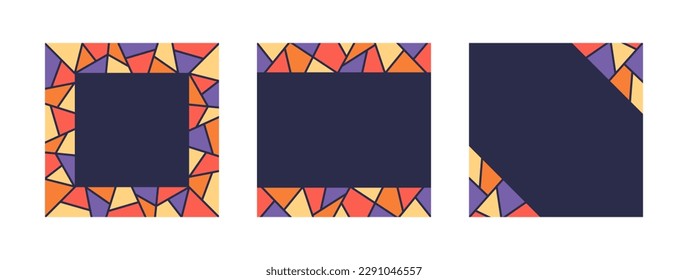 Geometric Mosaic Square Templates for Social Media. Modern Colorful Background. Backdrop of Geometric Shapes.