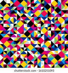 Geometric mosaic vector seamless pattern, chaotic abstract background for wallpapers, wrapping paper or website backgrounds.