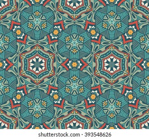 Geometric mosaic vintage seamless pattern. Arabesque oriental background