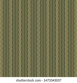 Geometric motif with jagged stripes arranged alternately. Pattern in shades of gold and green. Wallpaper. Textile. Decoration. Vector illustration.