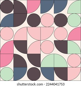 Geometric Motif No.04 Abstract vector geometric pattern, background design in Bauhaus style, for web design, business card, invitation, poster, cover, textile print