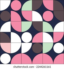 Moto geométrico No.05 Patrón sin foco de formas geométricas simples en colores brillantes. Plantilla de diseño moderno para web, presentación, paquete de marca, impresión de tela, papel tapiz