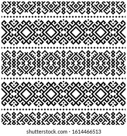geometric motif seamless pattern vector design. illustration of traditional motifs pattern with tribal design in black and white color
