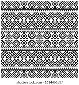 geometric motif seamless pattern vector design. illustration of traditional motifs pattern with tribal design in black and white color