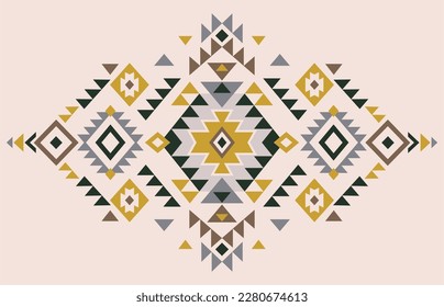 Geometric motif tribal ethnic design. Navajo decoration symbol, boho rug. Ethnic ornament. 