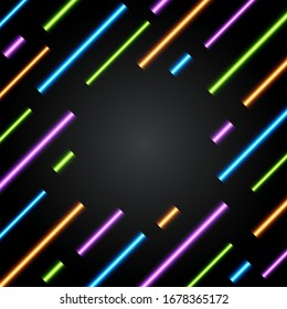 Geometric motion background, dynamic neon lines, vector illustration.