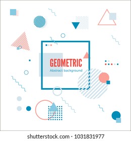 Geometric motion design concept. Simple geometry pattern with frame and text. Identity banner print. Vector illustration