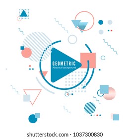 Geometric motion design concept. Simple geometry pattern with frame and text. Identity banner print. Color vector illustration on white background