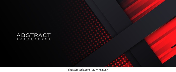 geometric motion lines futuristic technology red black abstract background presentation template isolated vector.