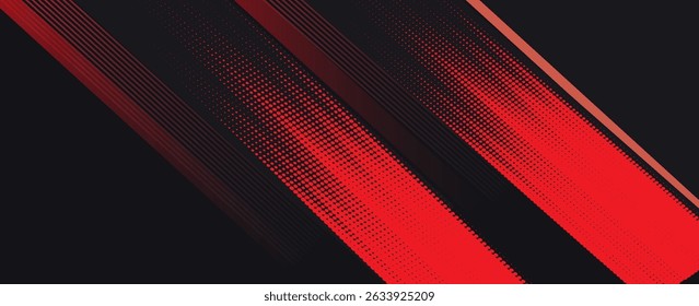 Líneas de movimiento geométrico Tecnología futurista Fondo abstracto rojo negro Plantilla de presentación Vector aislado.