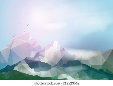 Geometric Mountain Background - Vector Illustration