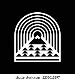 Geometric Mountain Badge Logo Design Vector