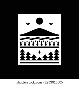 Geometric Mountain Badge Logo Design Vector