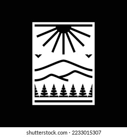 Geometric Mountain Badge Logo Design Vector