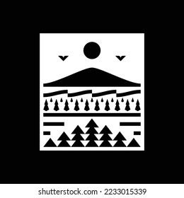 Geometric Mountain Badge Logo Design Vector