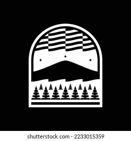 Geometric Mountain Badge Logo Design Vector