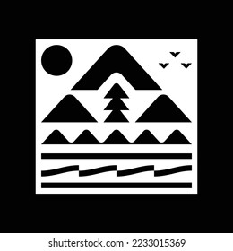 Geometric Mountain Badge Logo Design Vector