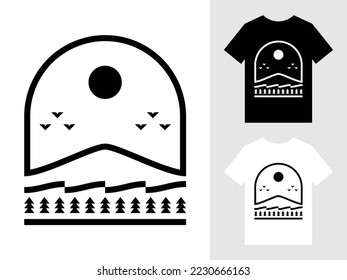 Geometric Mountain Badge Logo T-Shirt Design Vector